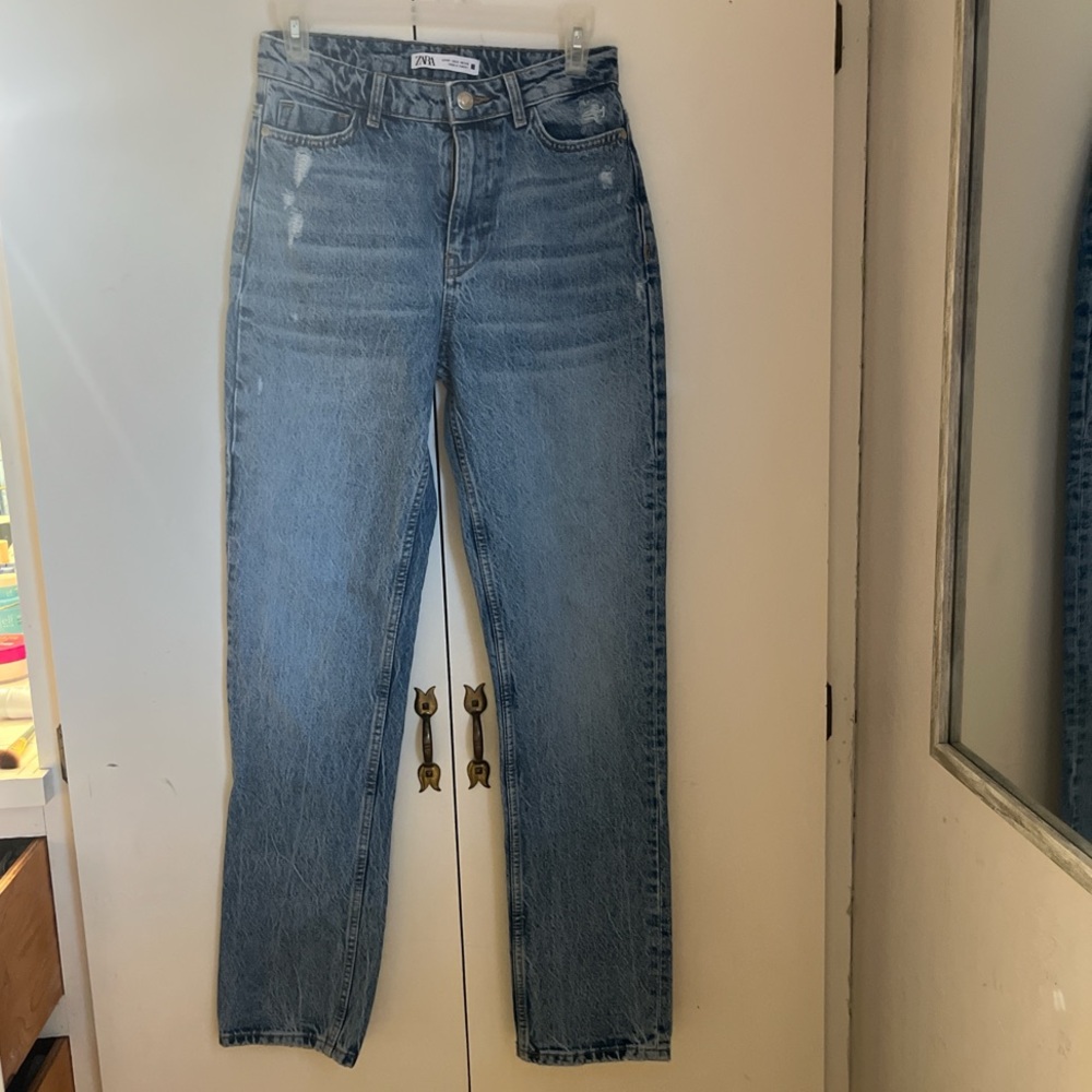 Zara high rise straight leg jeans